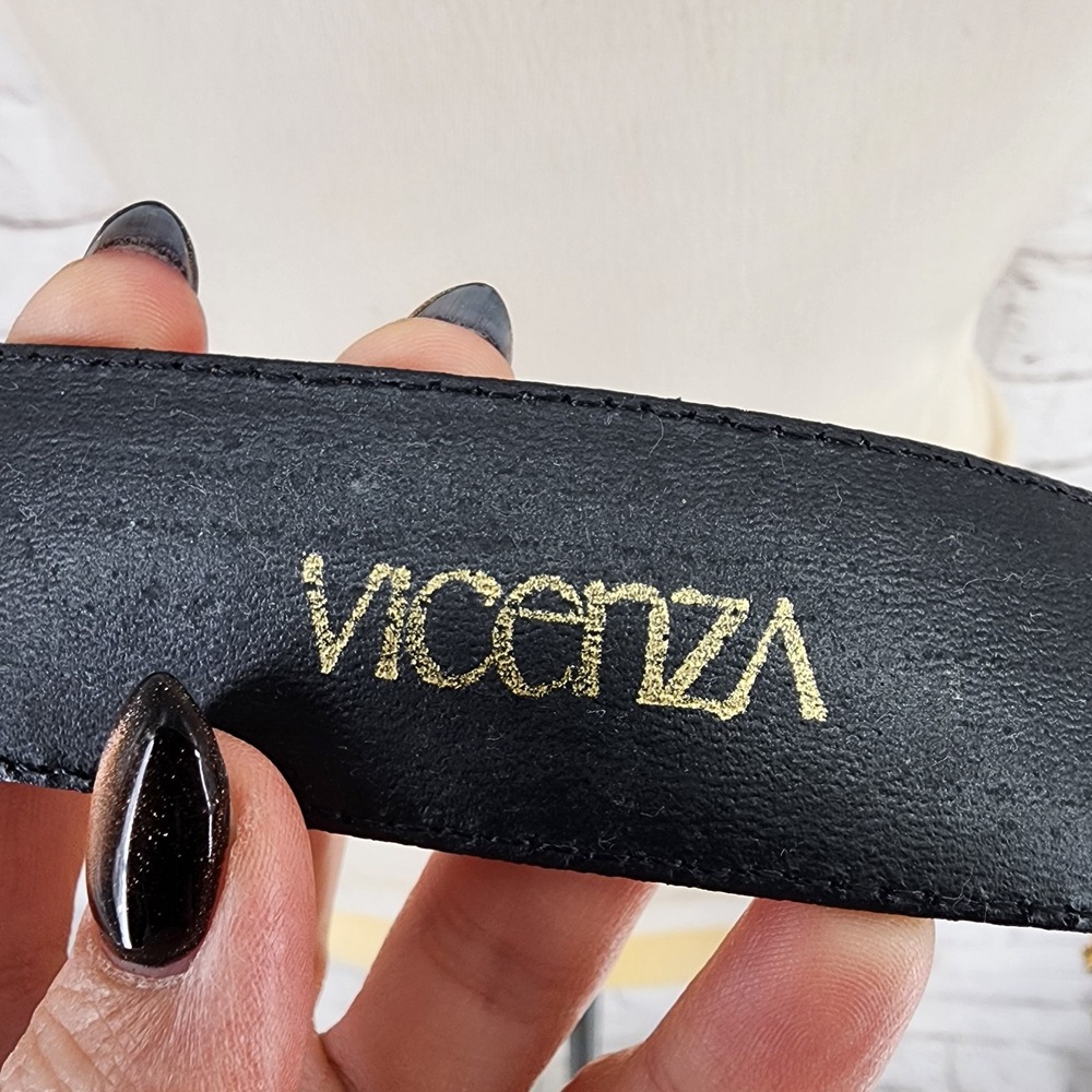 Vintage Vicenza Italian Calfskin Leather Belt 32 Heart Crown Croc Embossed Gold - Picture 5 of 10